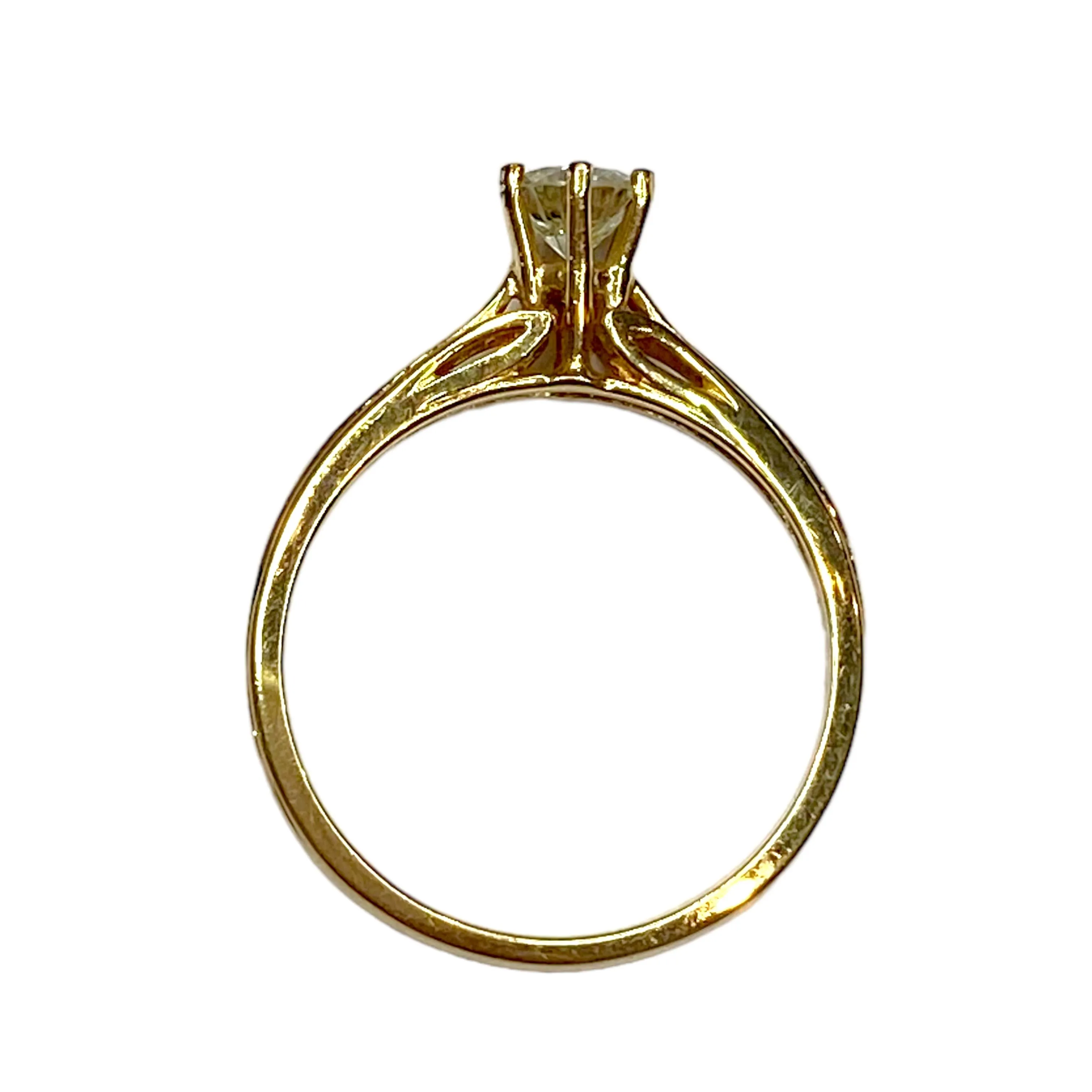 Vintage STARFIRE 14K Yellow Gold Diamond Solitaire Ring