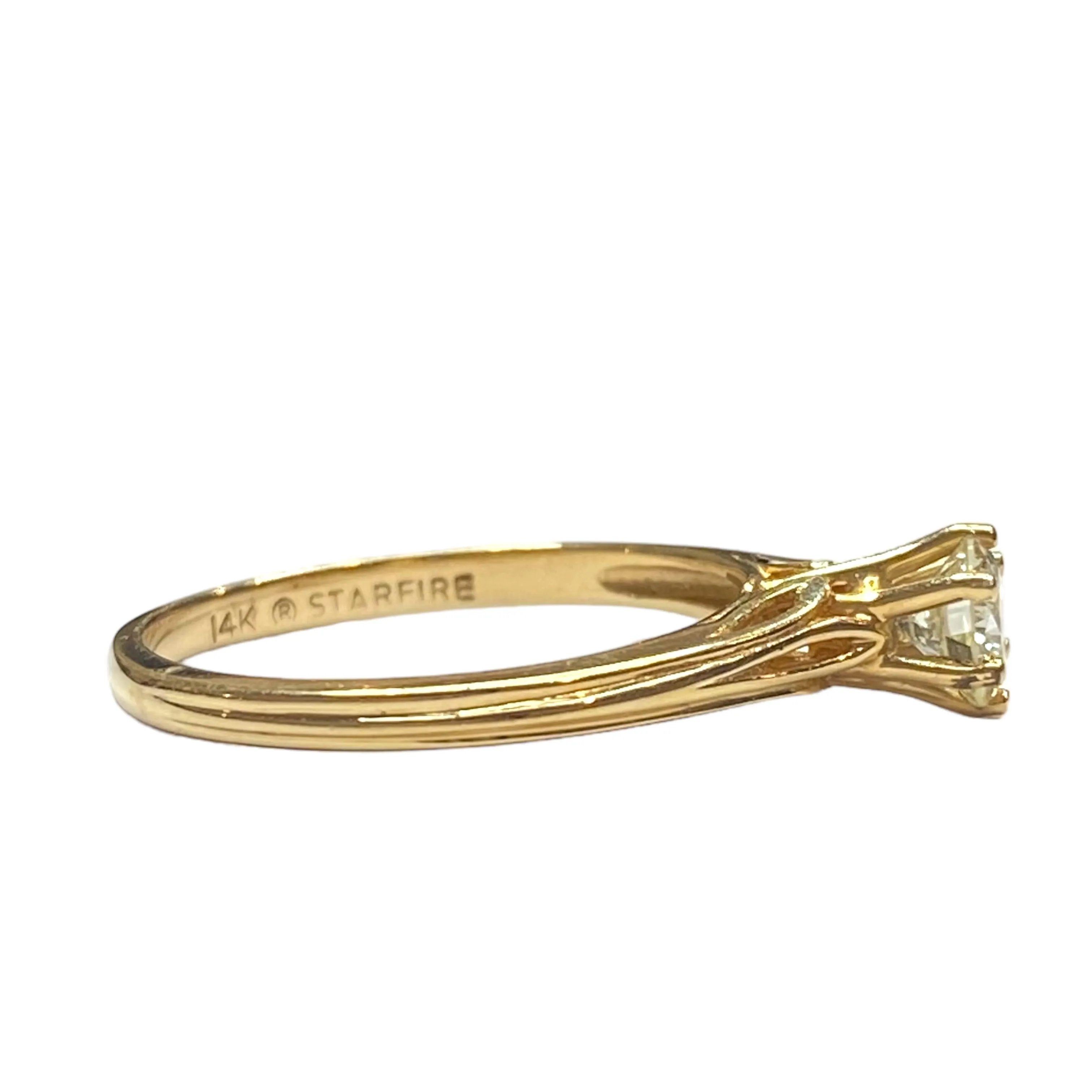 Vintage STARFIRE 14K Yellow Gold Diamond Solitaire Ring
