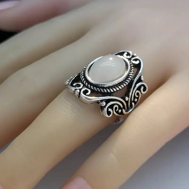 Vintage Two Tone Pearl Ring Women Accessories Girl Party Jewelry