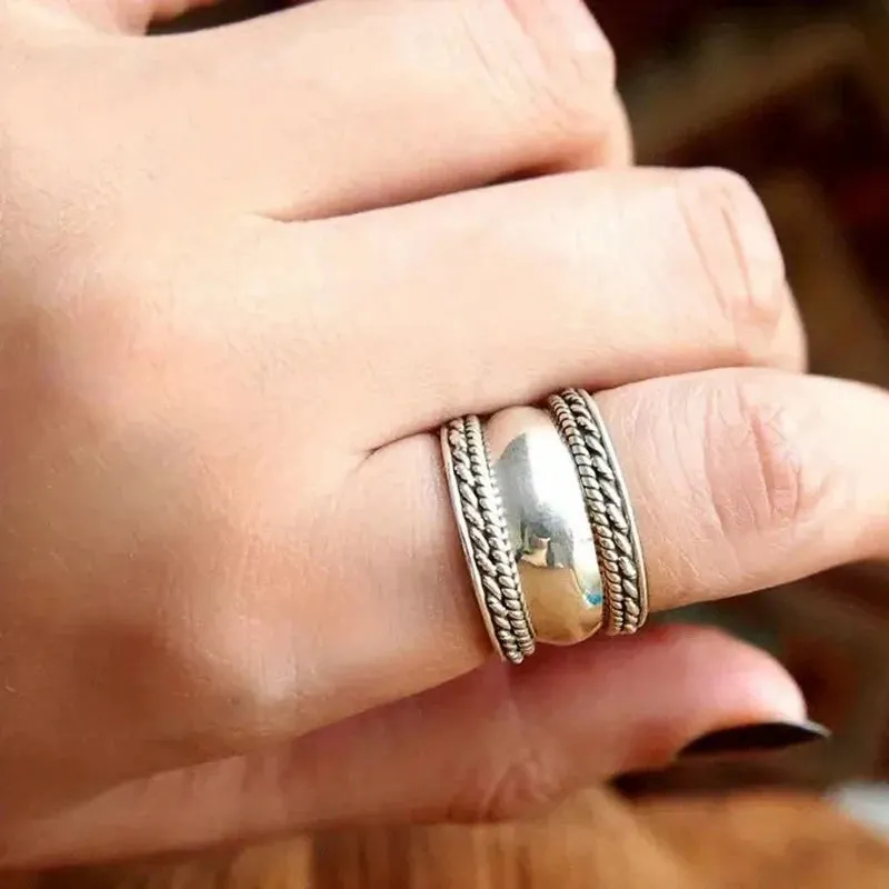 Vintage Two Tone Pearl Ring Women Accessories Girl Party Jewelry
