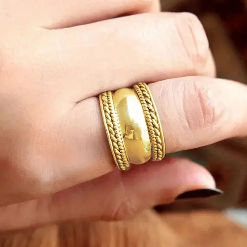 Vintage Two Tone Pearl Ring Women Accessories Girl Party Jewelry