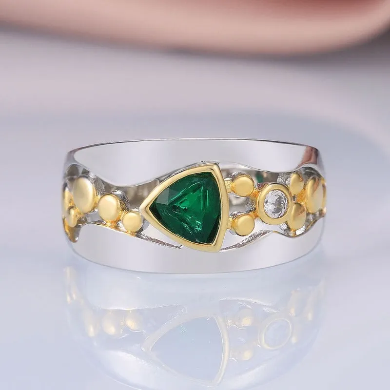 Vintage Two Tone Ring for Women Party Gift Jewelry