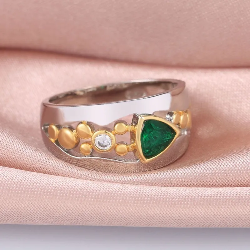 Vintage Two Tone Ring for Women Party Gift Jewelry