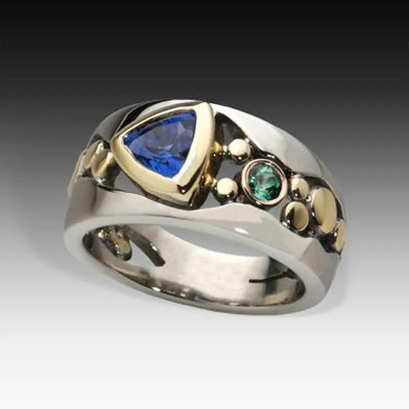 Vintage Two Tone Ring for Women Party Gift Jewelry