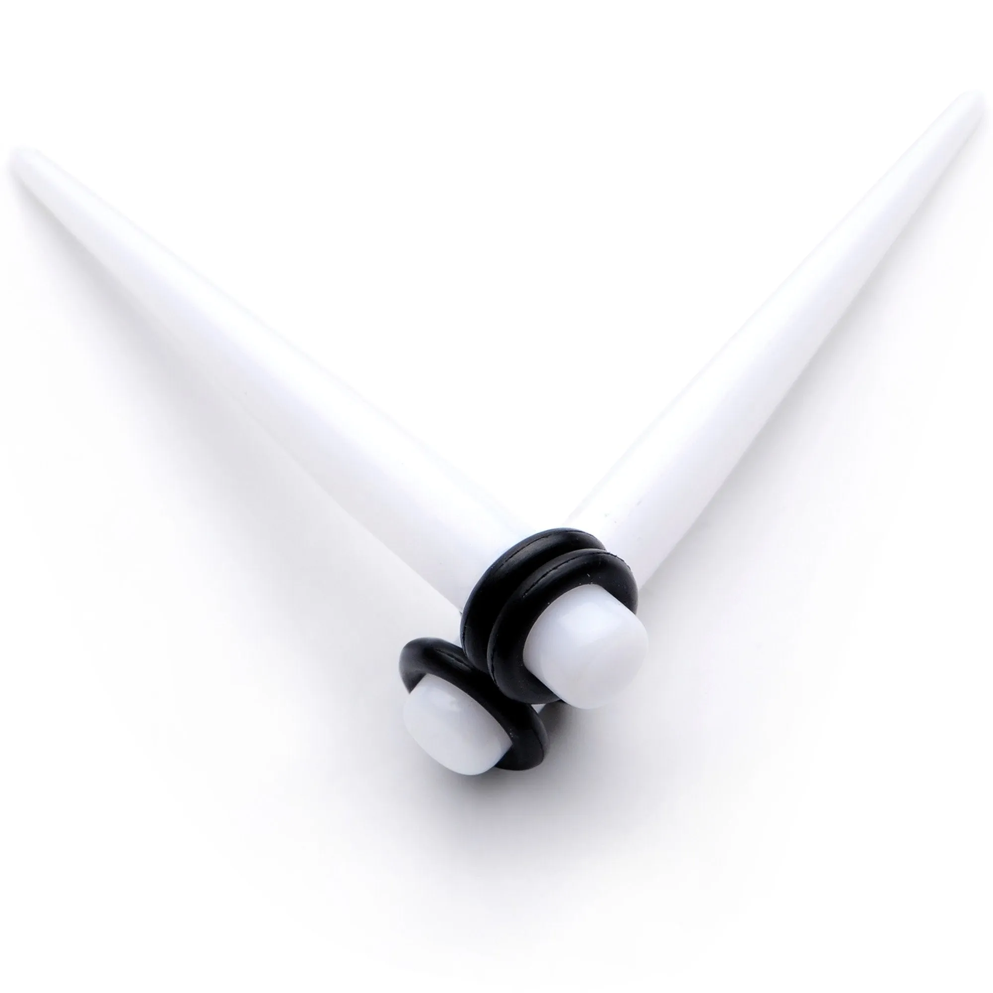 White Acrylic Straight Taper Set Available in Sizes  14 Gauge to 00 Gauge