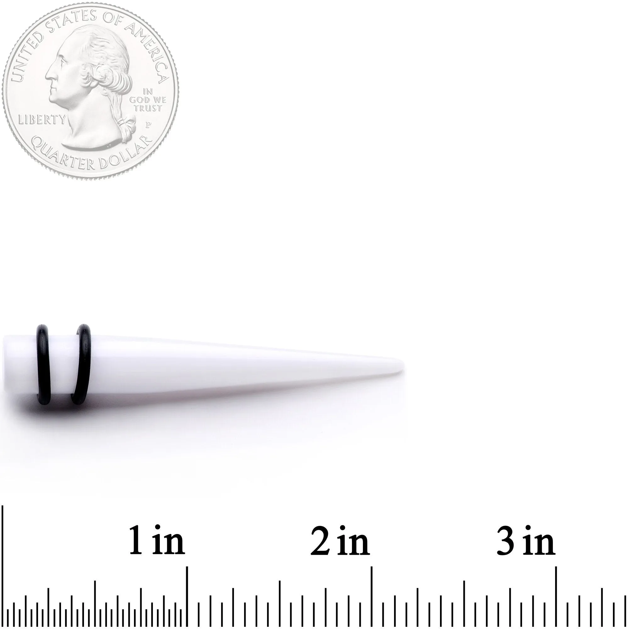White Acrylic Straight Taper Set Available in Sizes  14 Gauge to 00 Gauge
