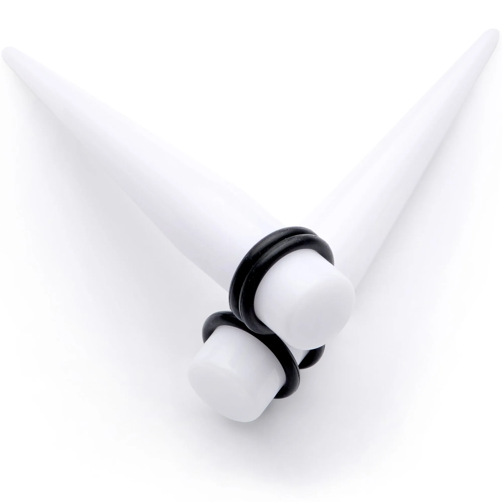 White Acrylic Straight Taper Set Available in Sizes  14 Gauge to 00 Gauge