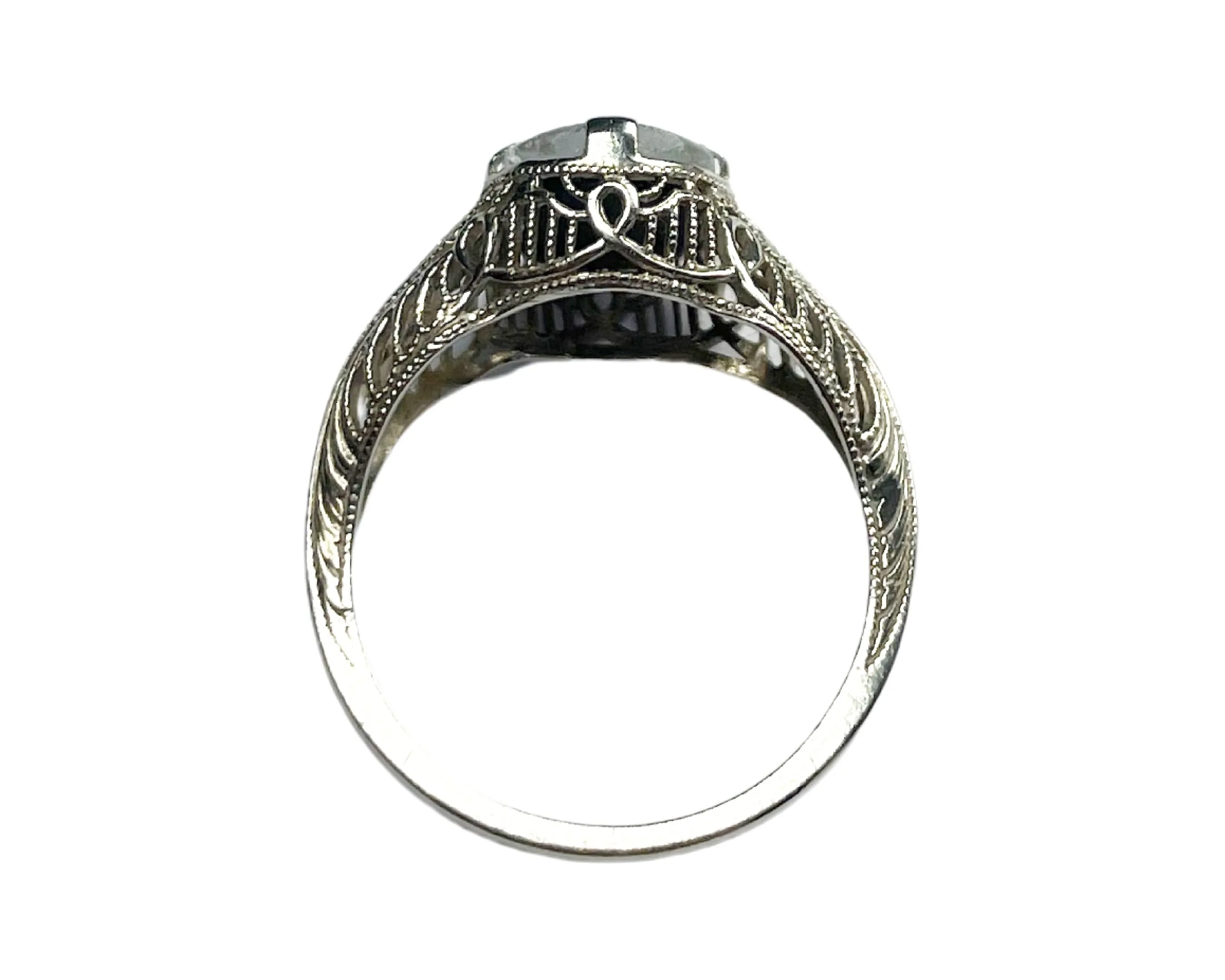 White Gold Filigree Opal Ring (Authentic Pre-Owned)