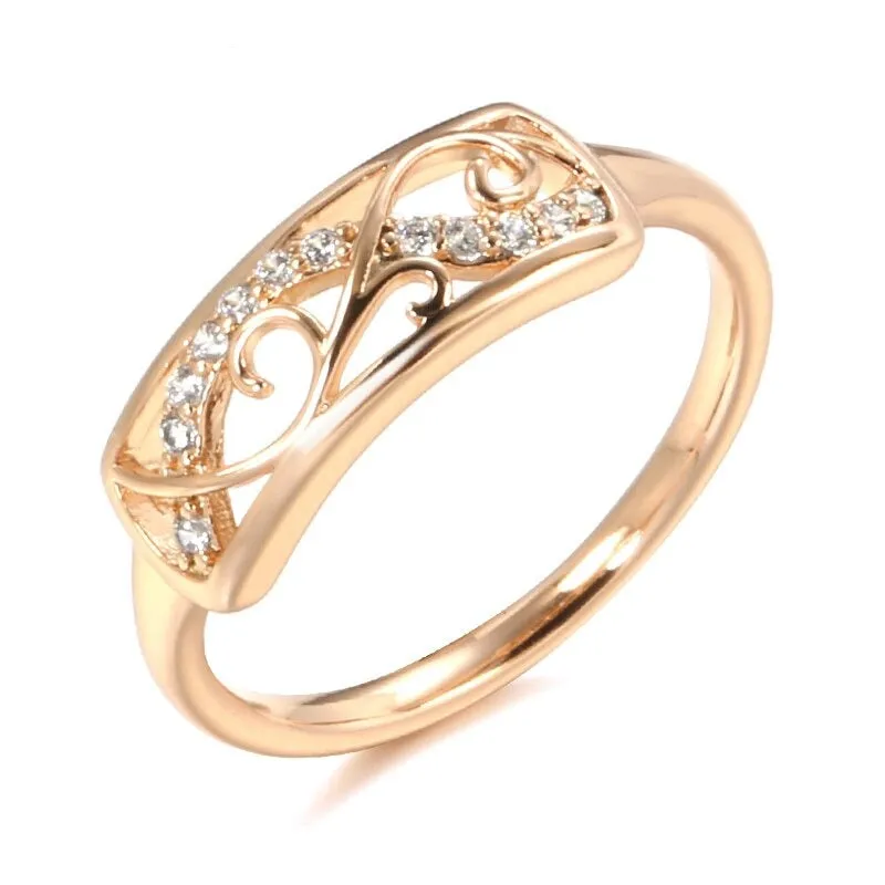White Natural Zircon Engagement Ring 585 Rose Gold For Women Jewelry