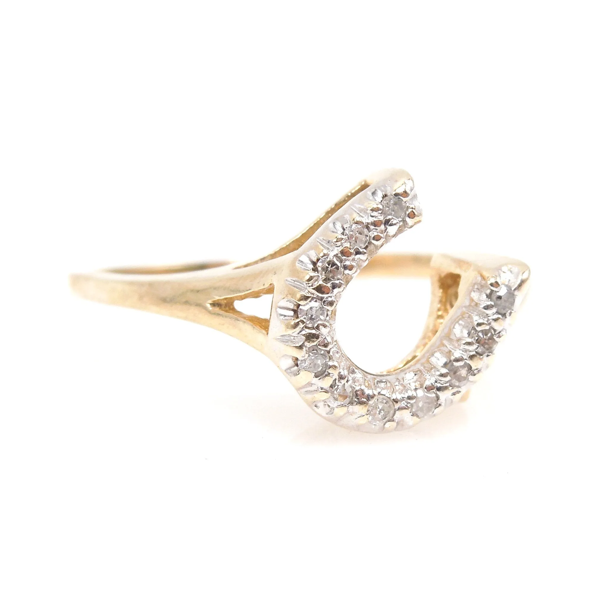 Yellow Gold and Diamond Horseshoe Ring