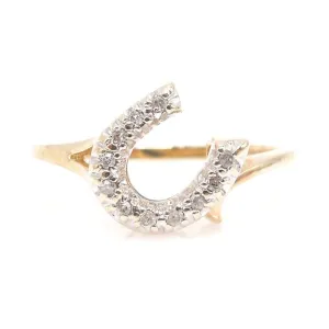 Yellow Gold and Diamond Horseshoe Ring